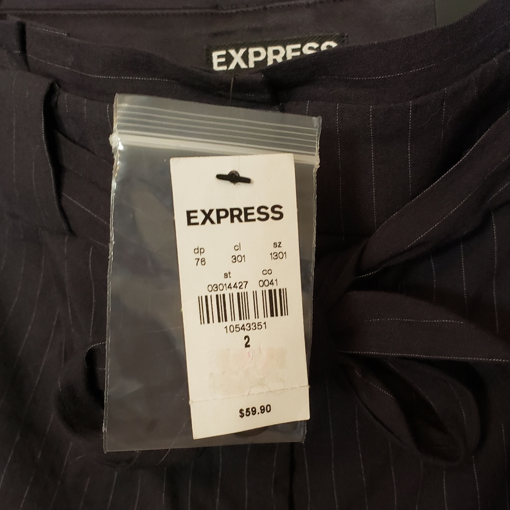 Express Navy Highrise Pin Stripe Shorts - Picture 7 of 8